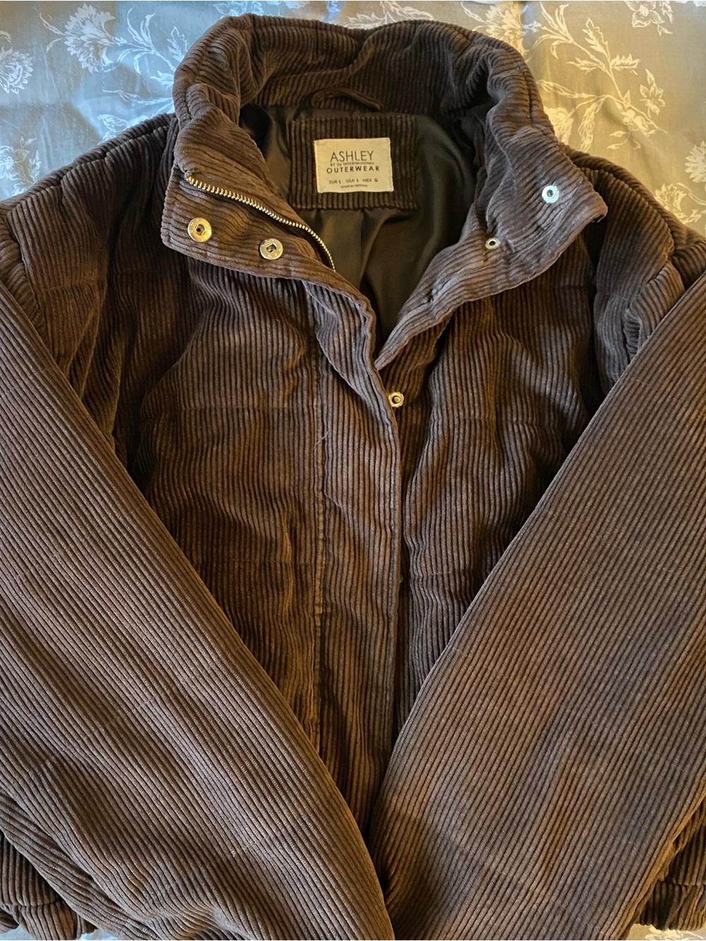 Ashley By 26 International Brown Corduroy Puffer Jacket